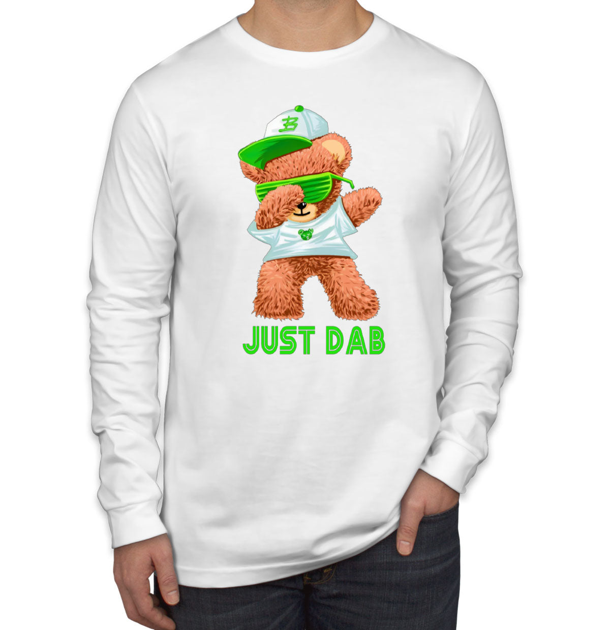 Dabbing Teddy Bear Just Dab Men's Long Sleeve Shirt