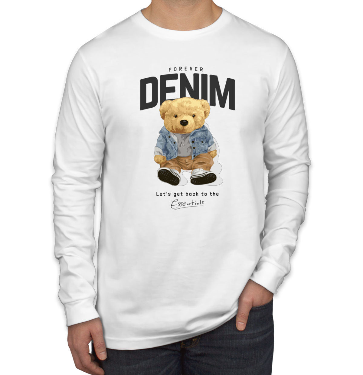 Teddy Bear Forever Denim Men's Long Sleeve Shirt