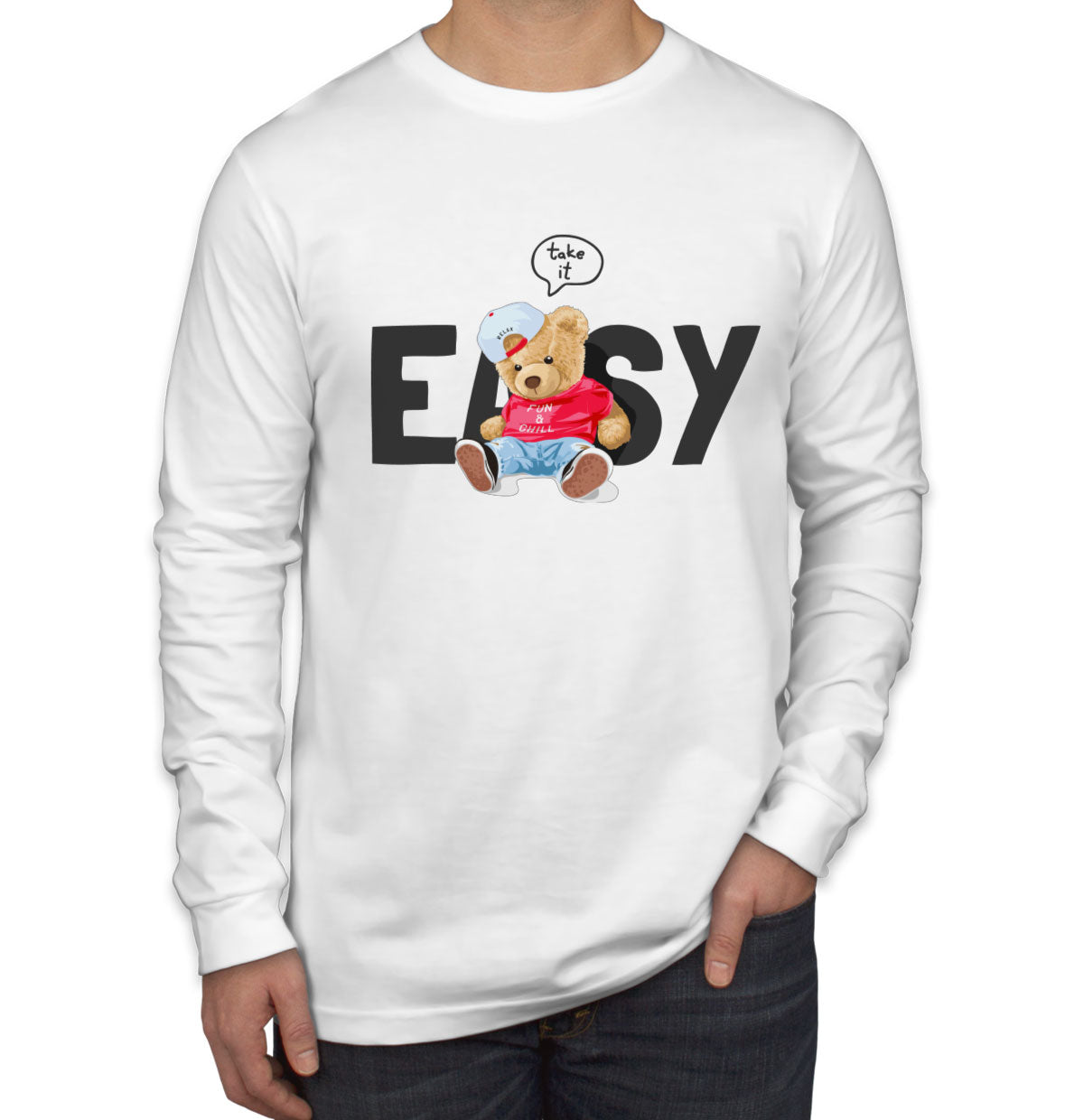 Teddy Bear Take It Easy Men's Long Sleeve Shirt