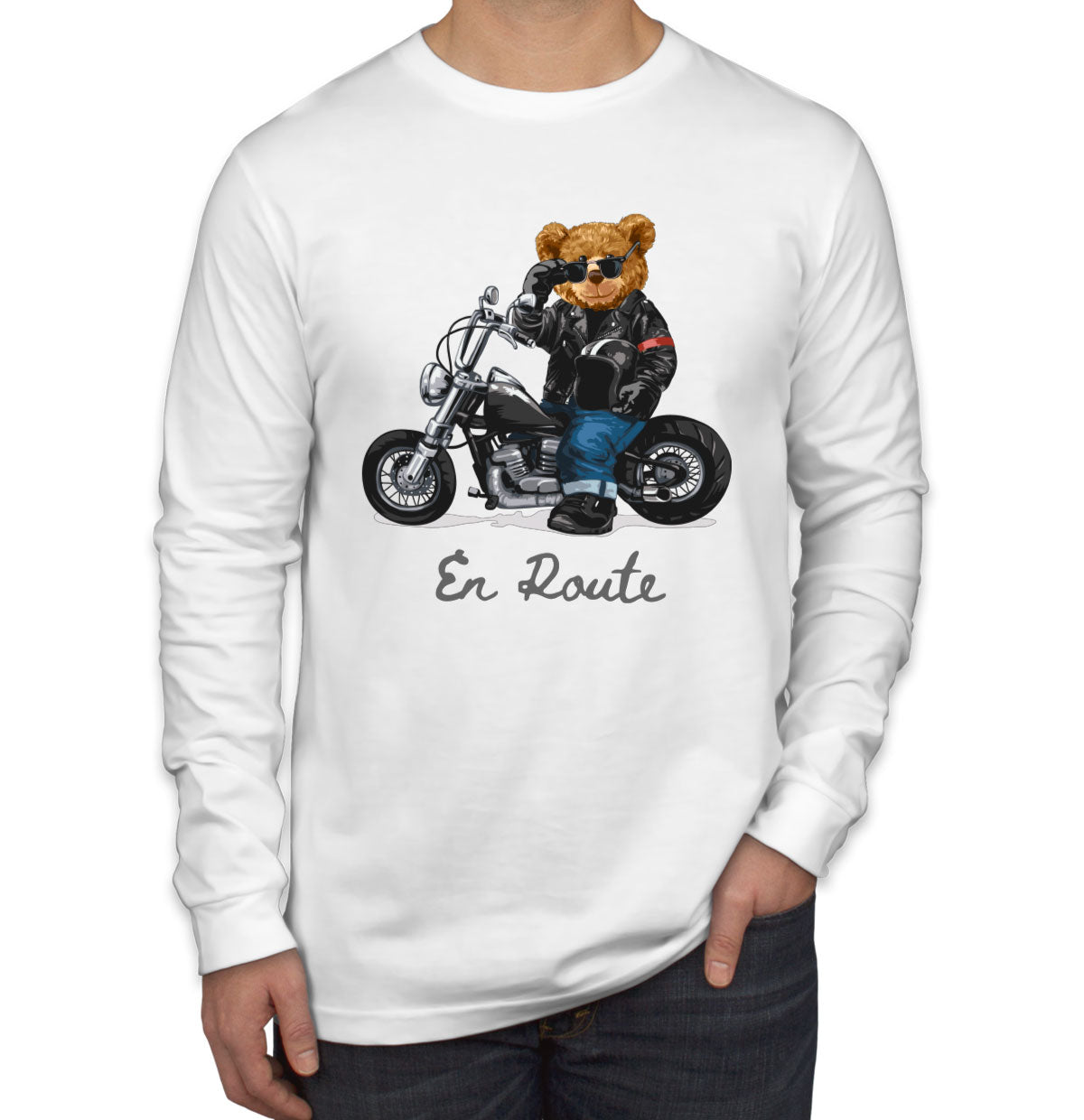 Teddy Bear Biker Men's Long Sleeve Shirt