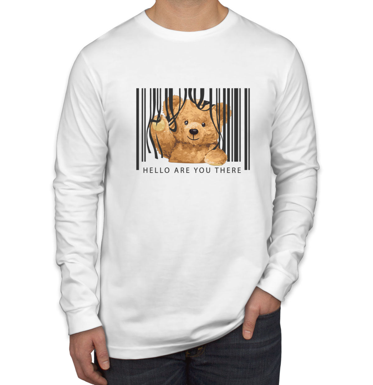 Teddy Bear Hello Men's Long Sleeve Shirt