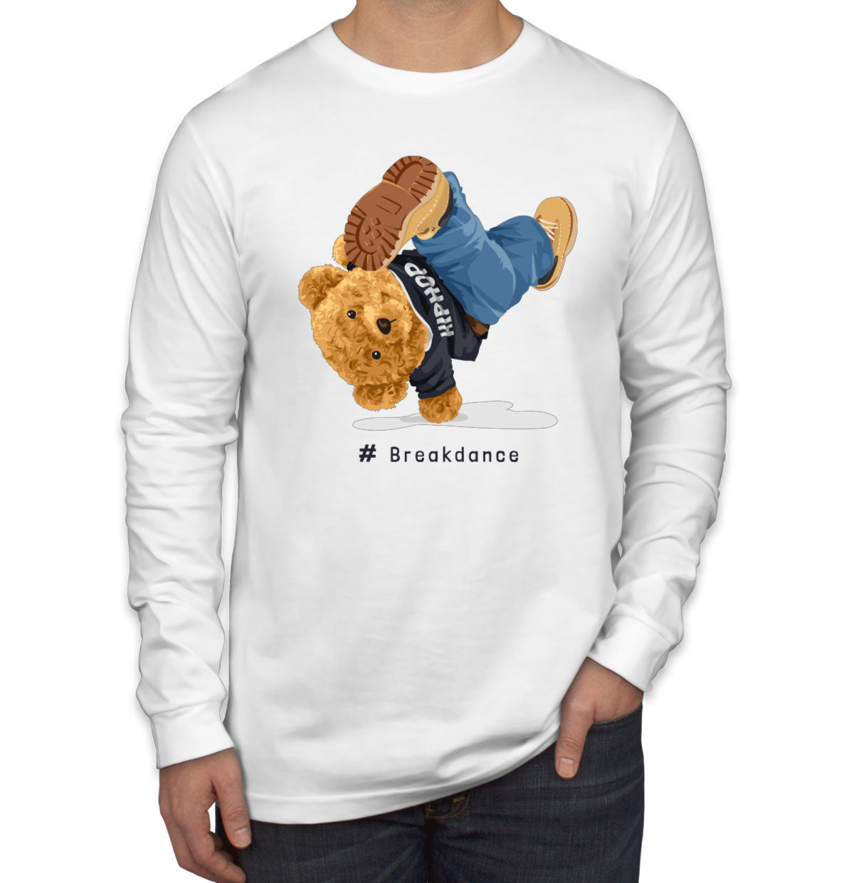 Teddy Bear Hiphop Breakdancing Men's Long Sleeve Shirt