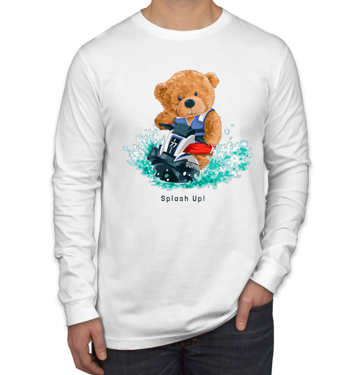 Teddy Bear Jet Ski Men's Long Sleeve Shirt