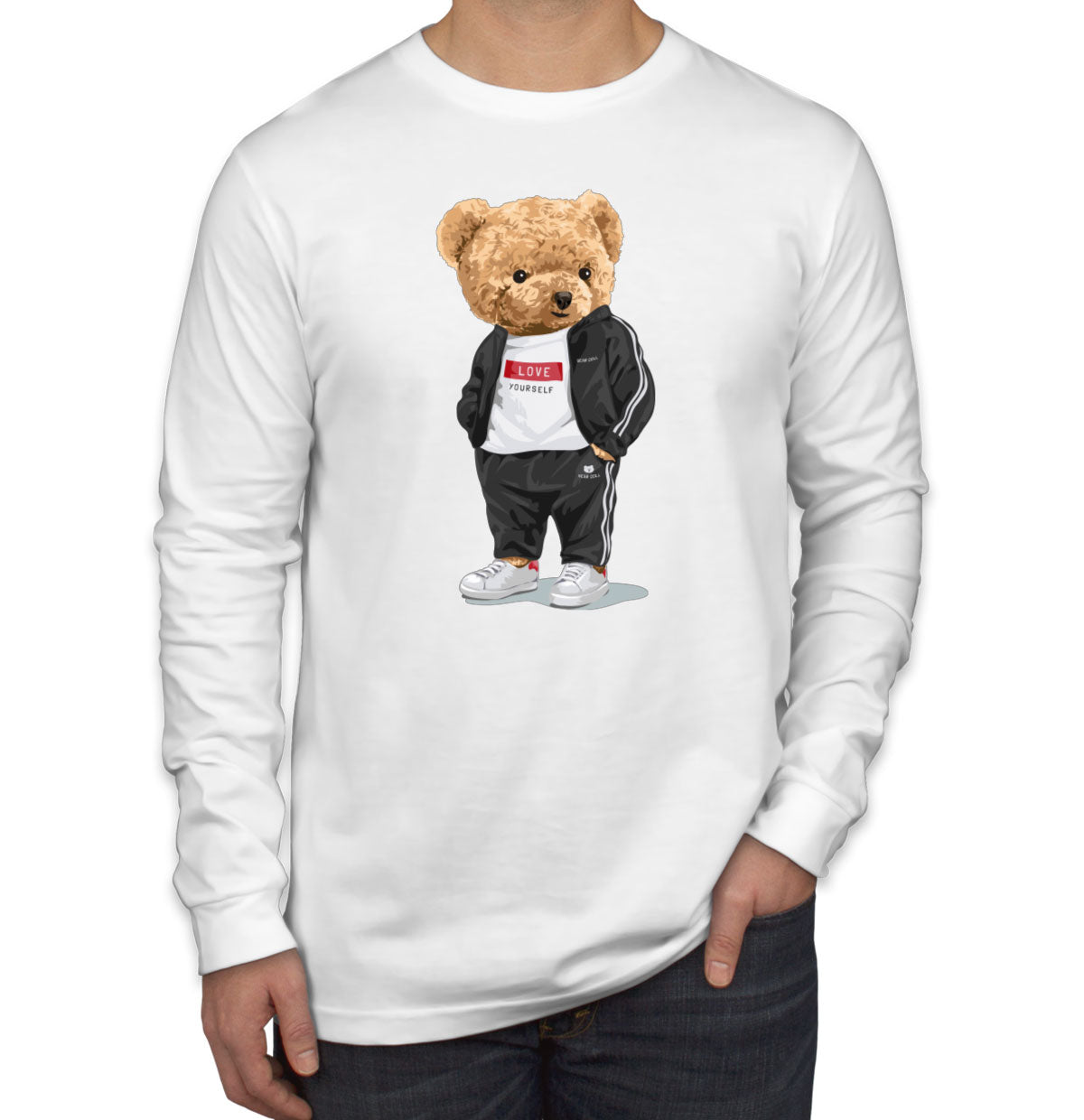 Teddy Bear Love Men's Long Sleeve Shirt