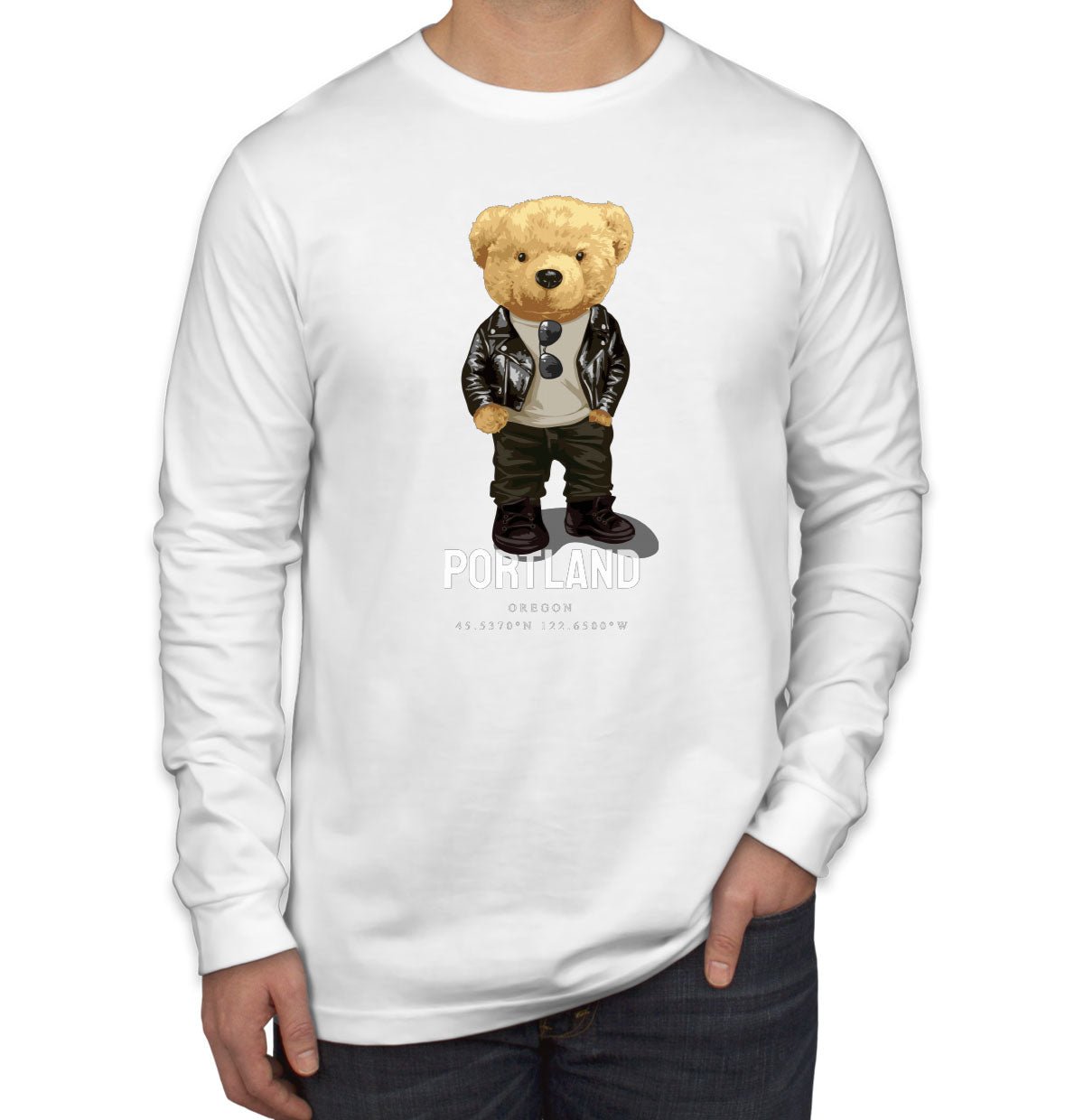 Teddy Bear Portland Men's Long Sleeve Shirt