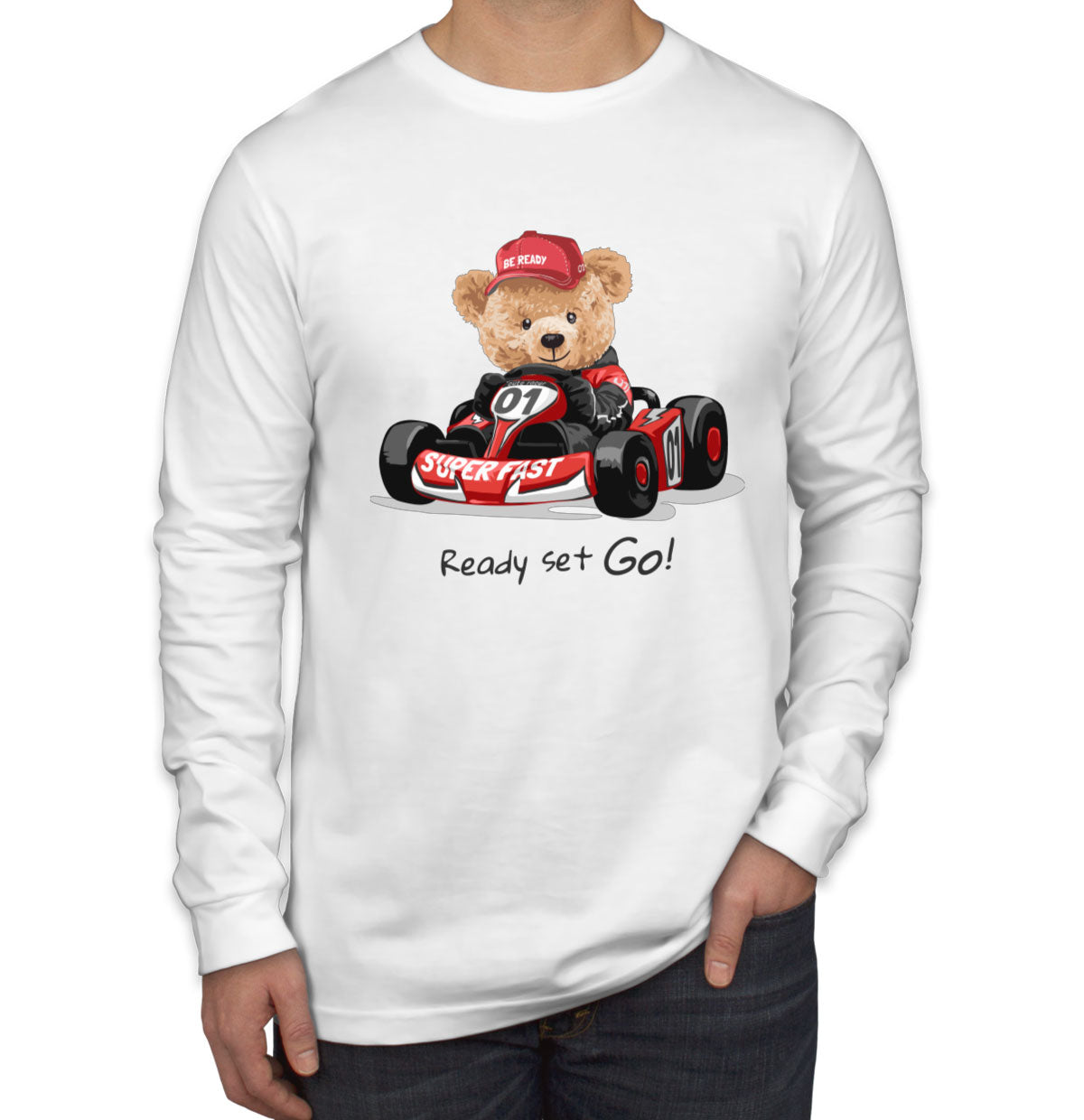 Teddy Bear Racer Men's Long Sleeve Shirt