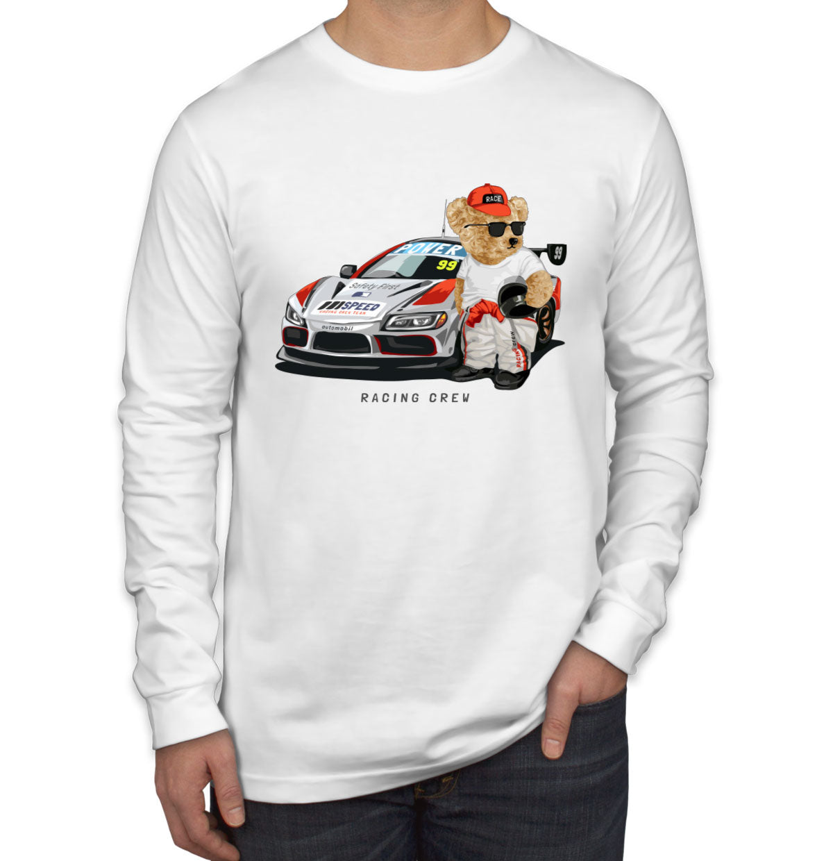 Teddy Bear Racing Crew Men's Long Sleeve Shirt