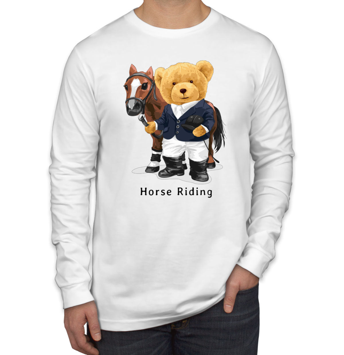 Teddy Bear Riding Men's Long Sleeve Shirt