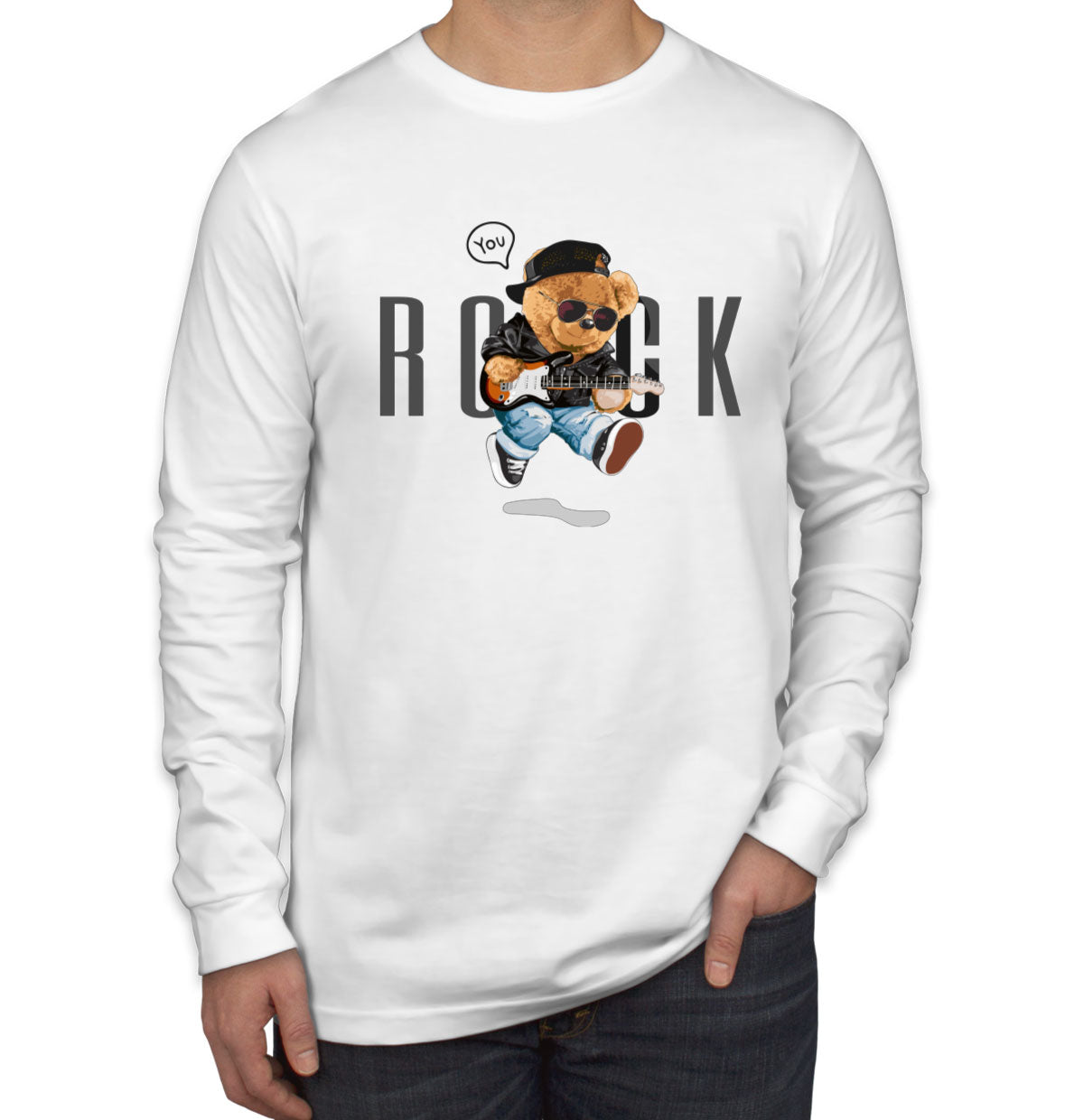 Teddy Bear Rock Men's Long Sleeve Shirt