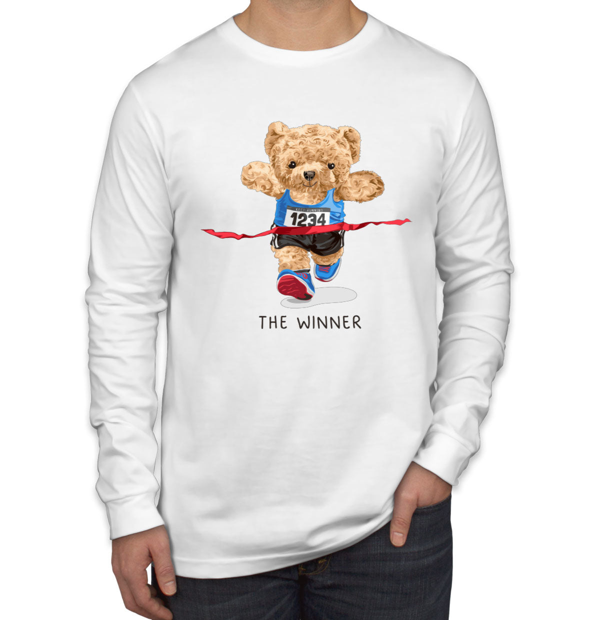 Teddy Bear Runner Men's Long Sleeve Shirt