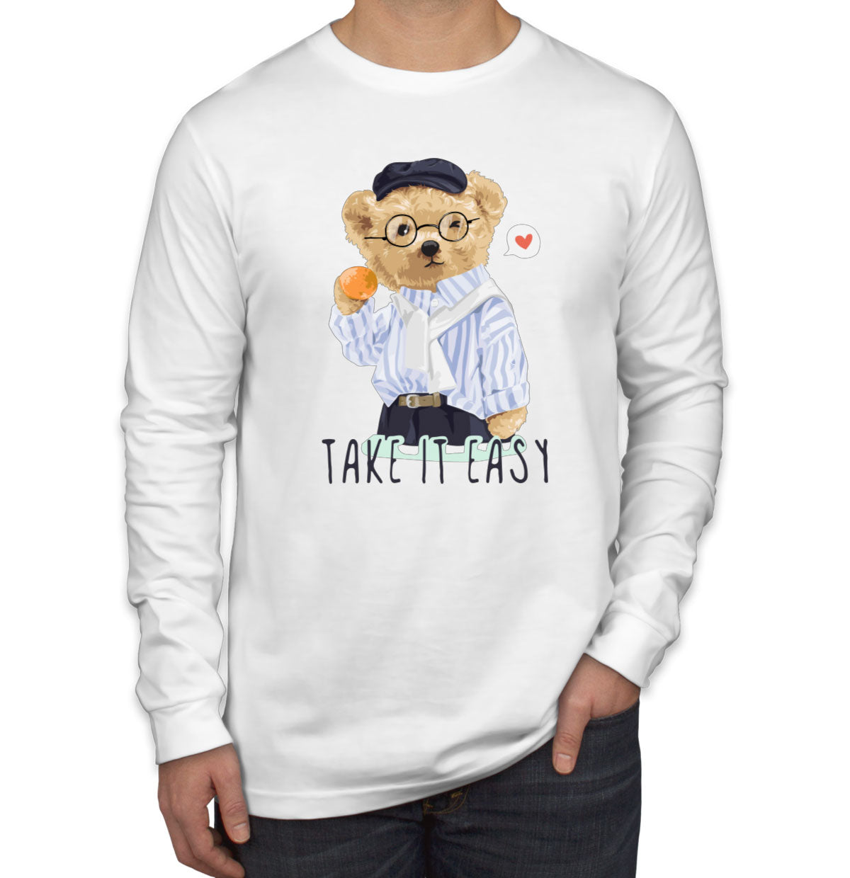 Teddy Bear Take It Men's Long Sleeve Shirt