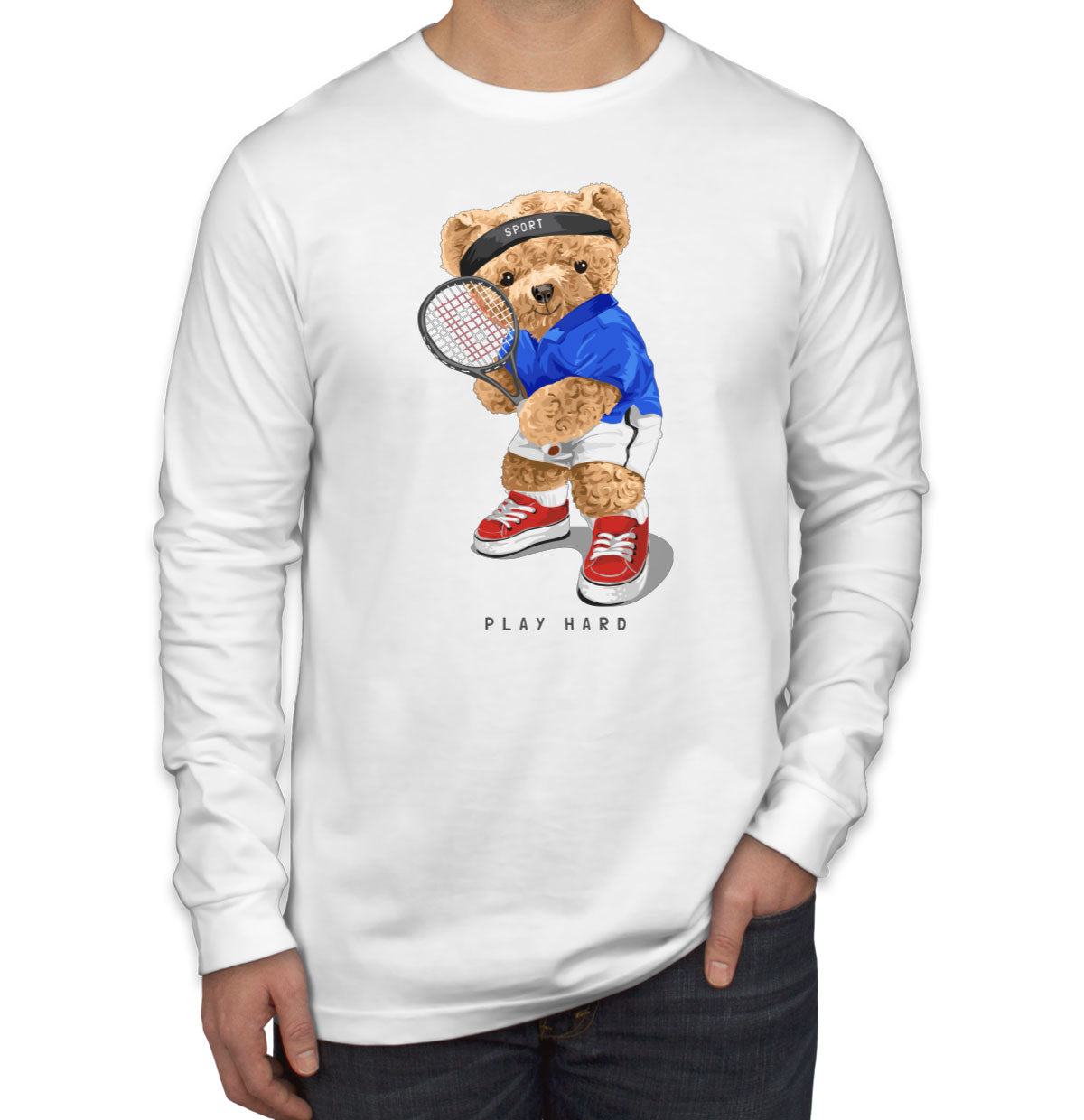 Teddy Bear Tennis Men's Long Sleeve Shirt