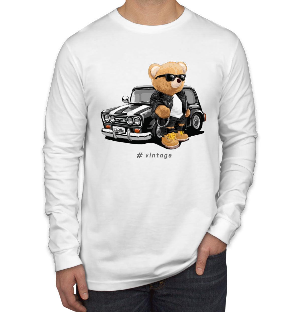 Teddy Bear Vintage Men's Long Sleeve Shirt