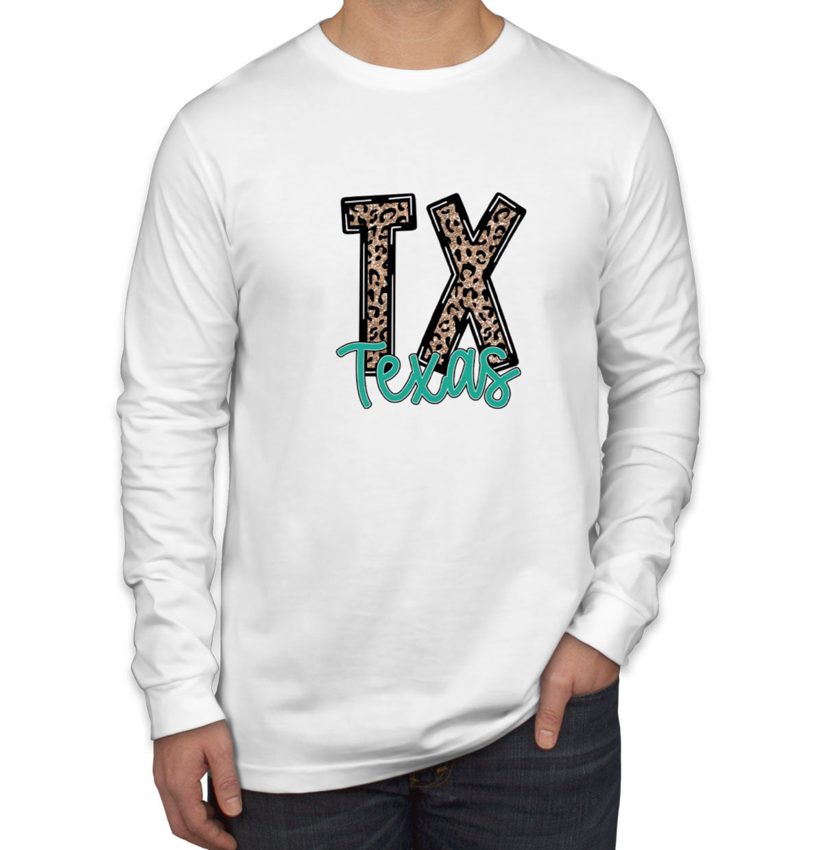 Texas State Abbreviation Men's Long Sleeve Shirt