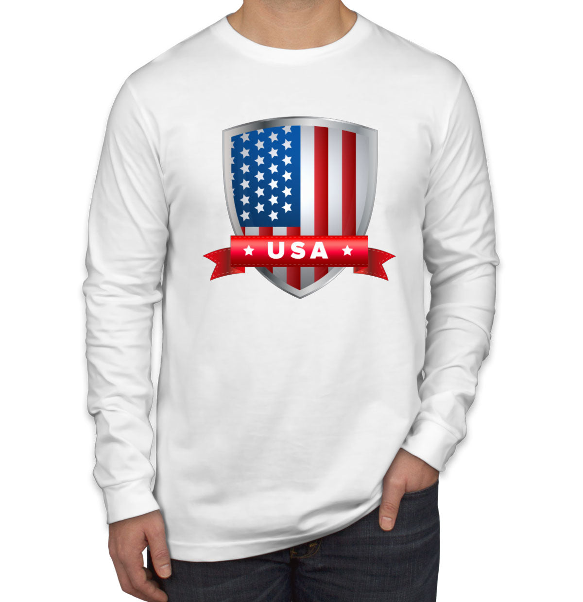 USA Shield Flag Men's Long Sleeve Shirt