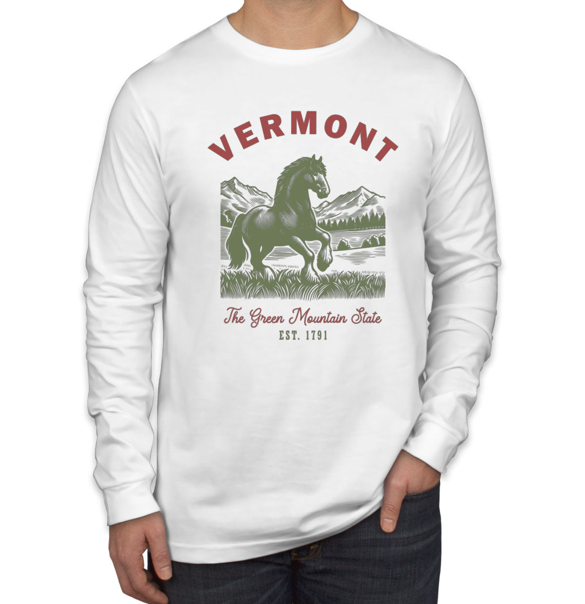 Vermont State Vintage Men's Long Sleeve Shirt