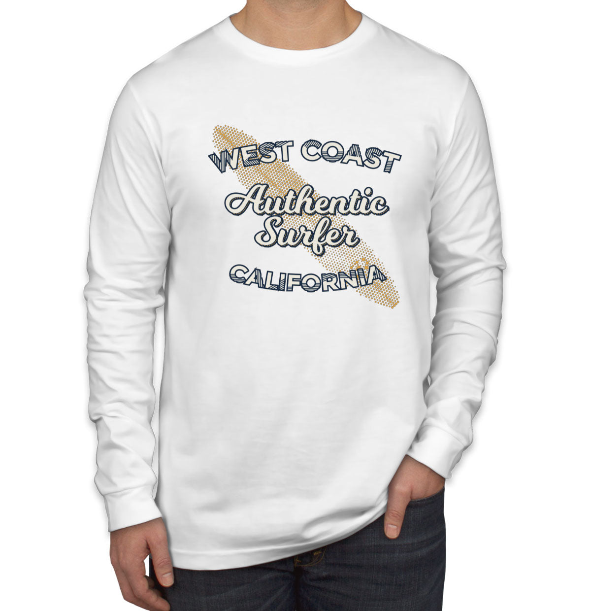 Authentic Surfer West Coast California Men's Long Sleeve Shirt