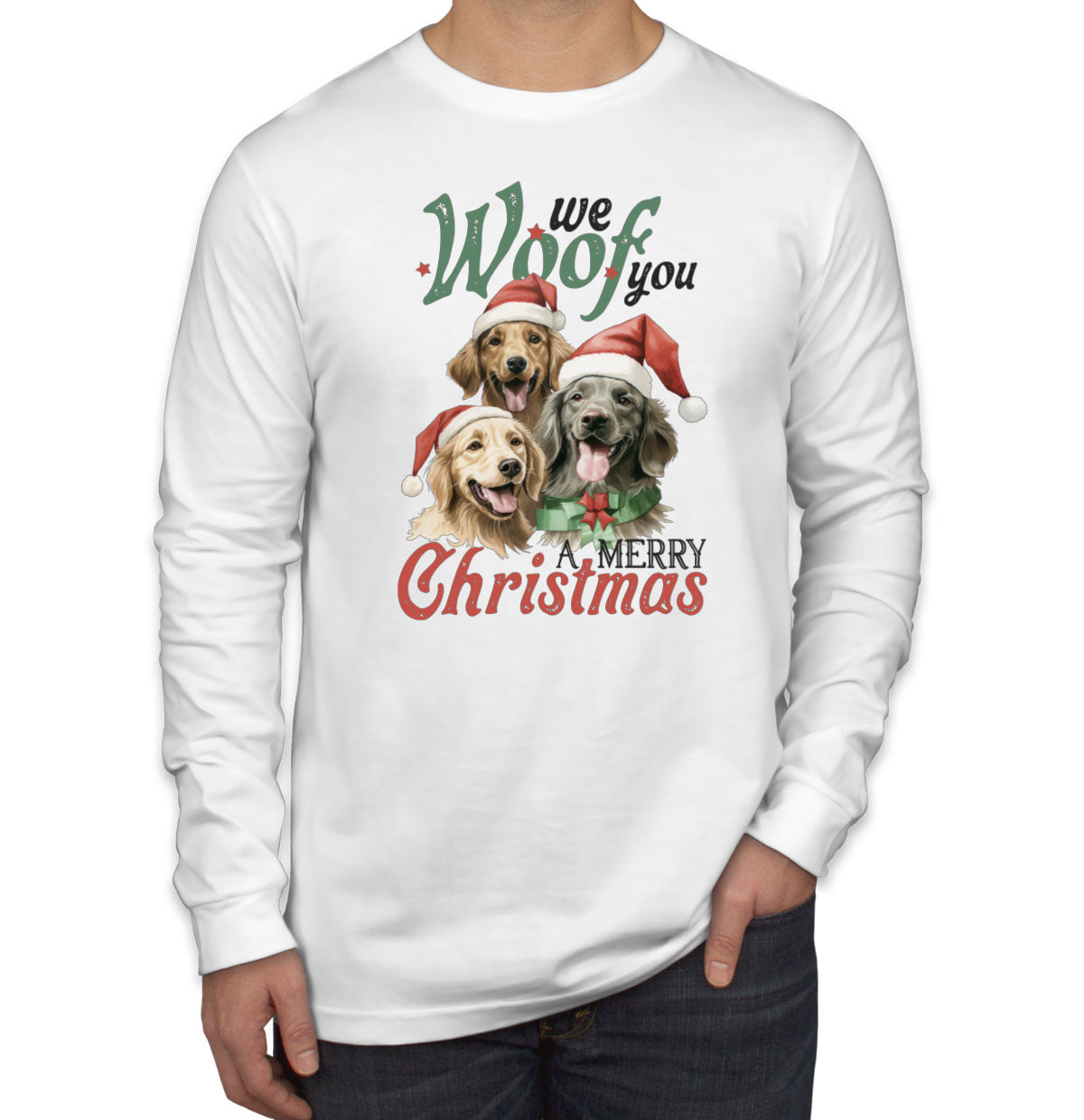 We Woof You A Merry Christmas Men's Long Sleeve Shirt