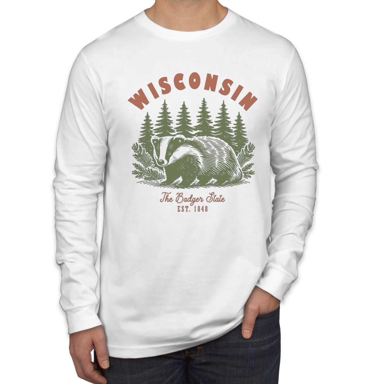 Wisconsin State Vintage Men's Long Sleeve Shirt