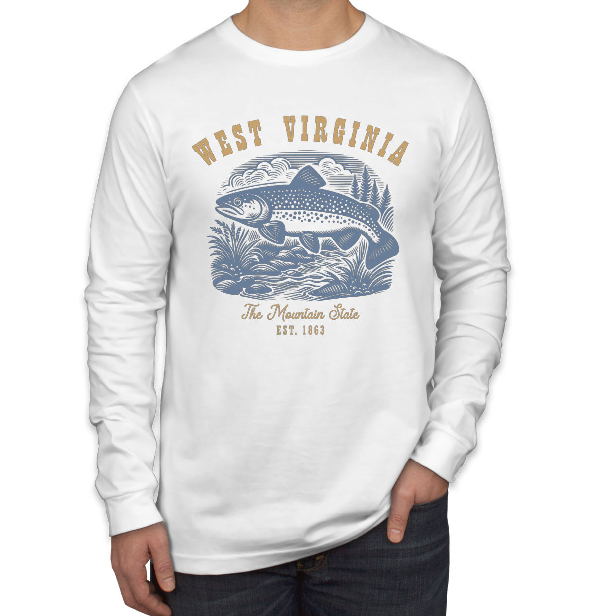 West Virginia State Vintage Men's Long Sleeve Shirt