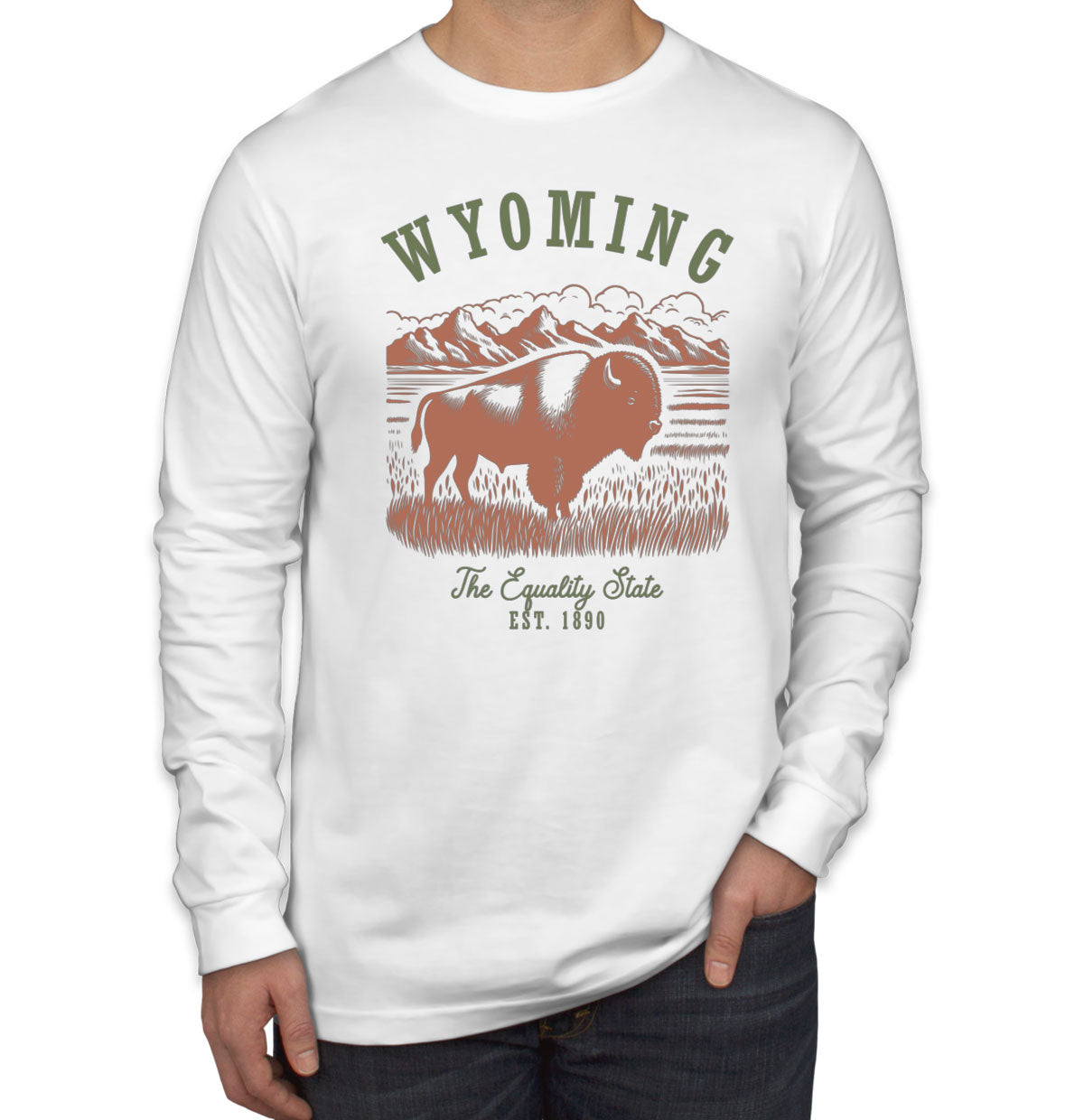 Wyoming State Vintage Men's Long Sleeve Shirt