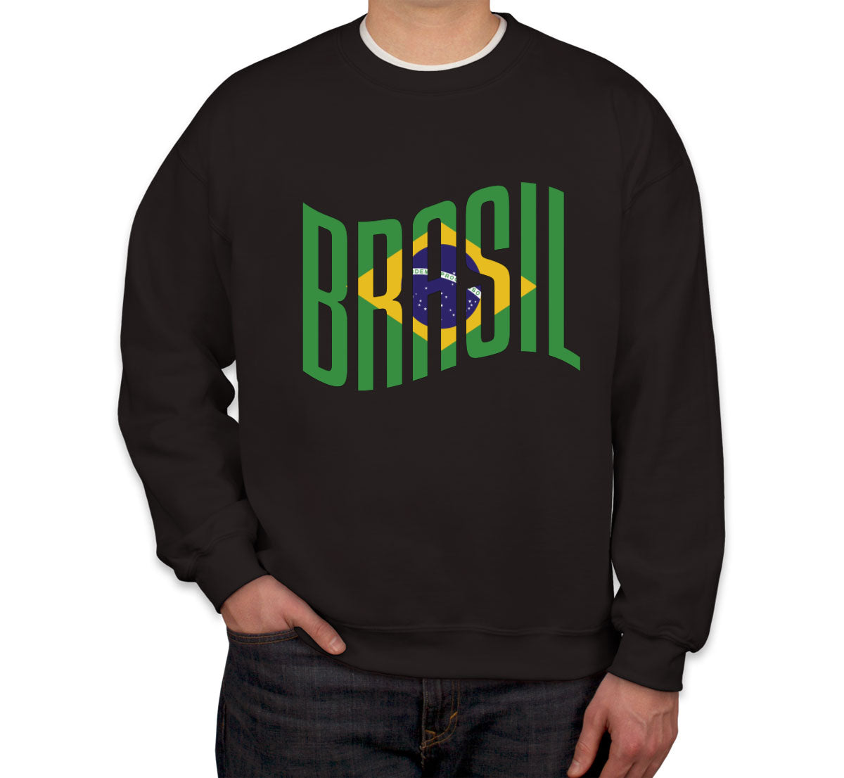 Brasil Typography With Brazil Flag Unisex Sweatshirt