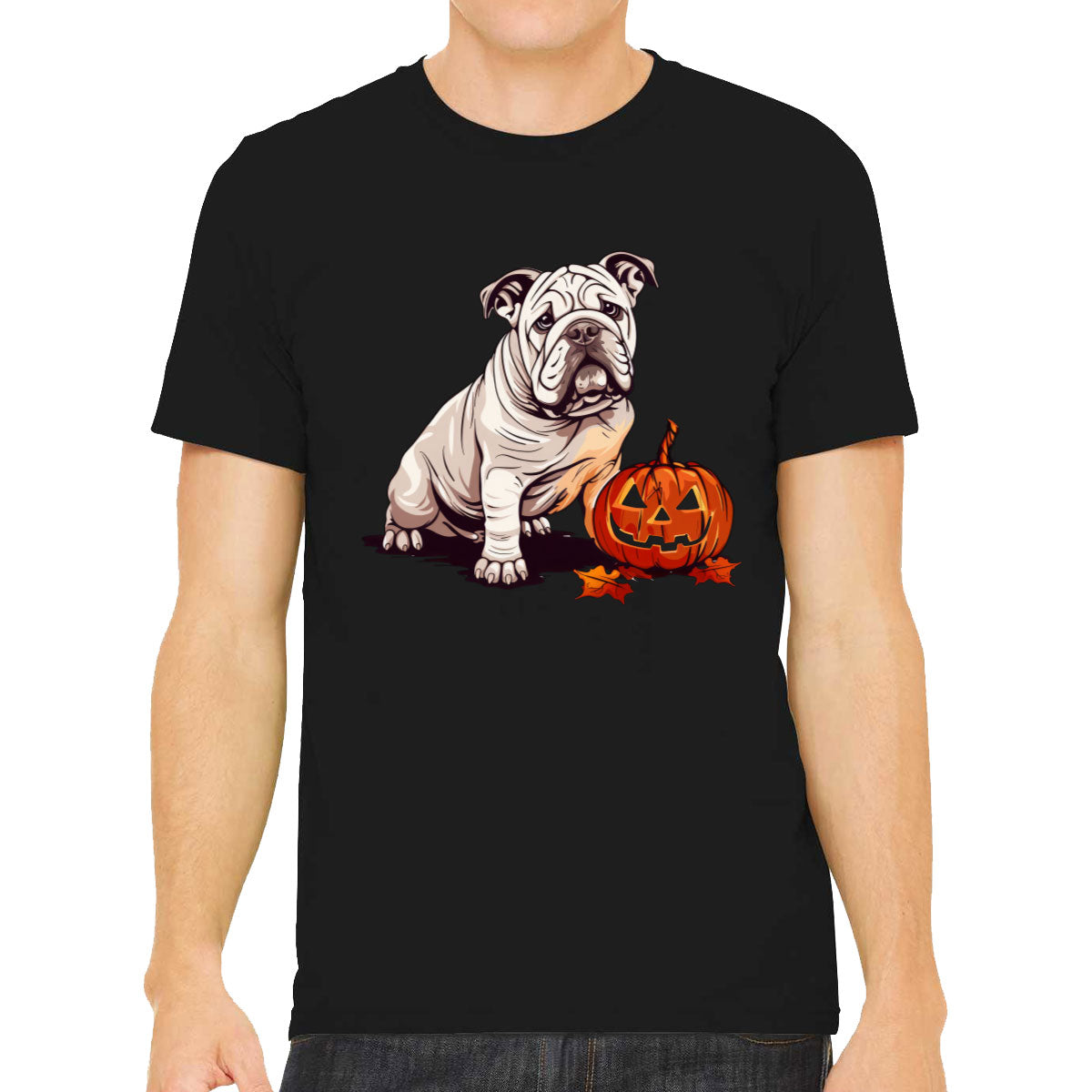 Bulldog With Halloween Pumpkin Men's T-shirt