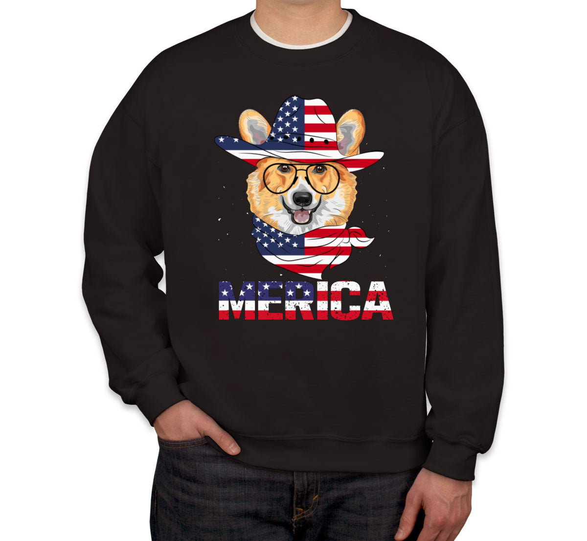 Corgi Merica Patriotic Unisex Sweatshirt