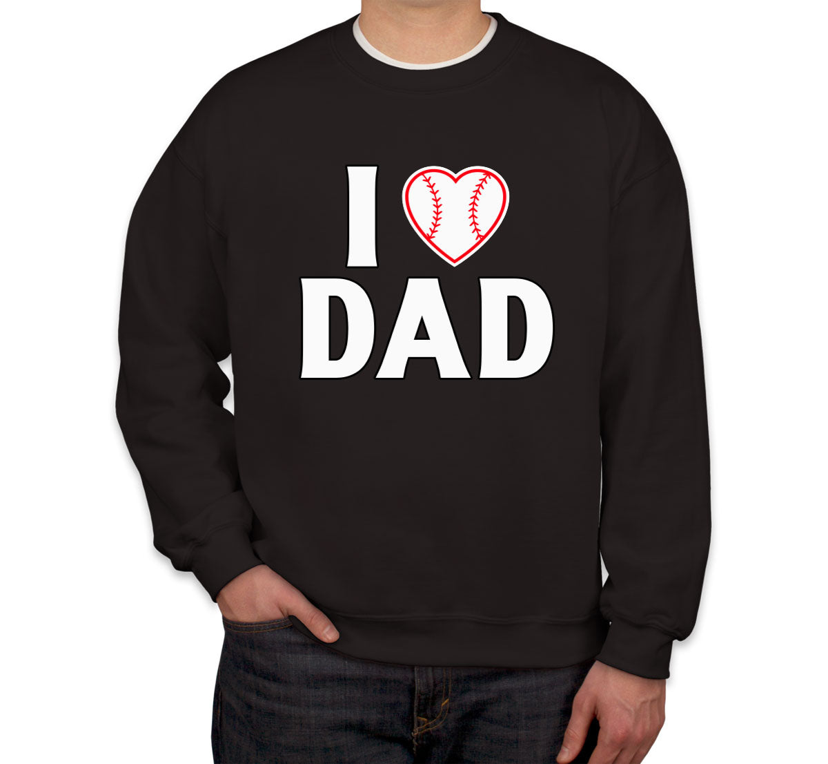 I Love Dad Baseball Heart Unisex Sweatshirt