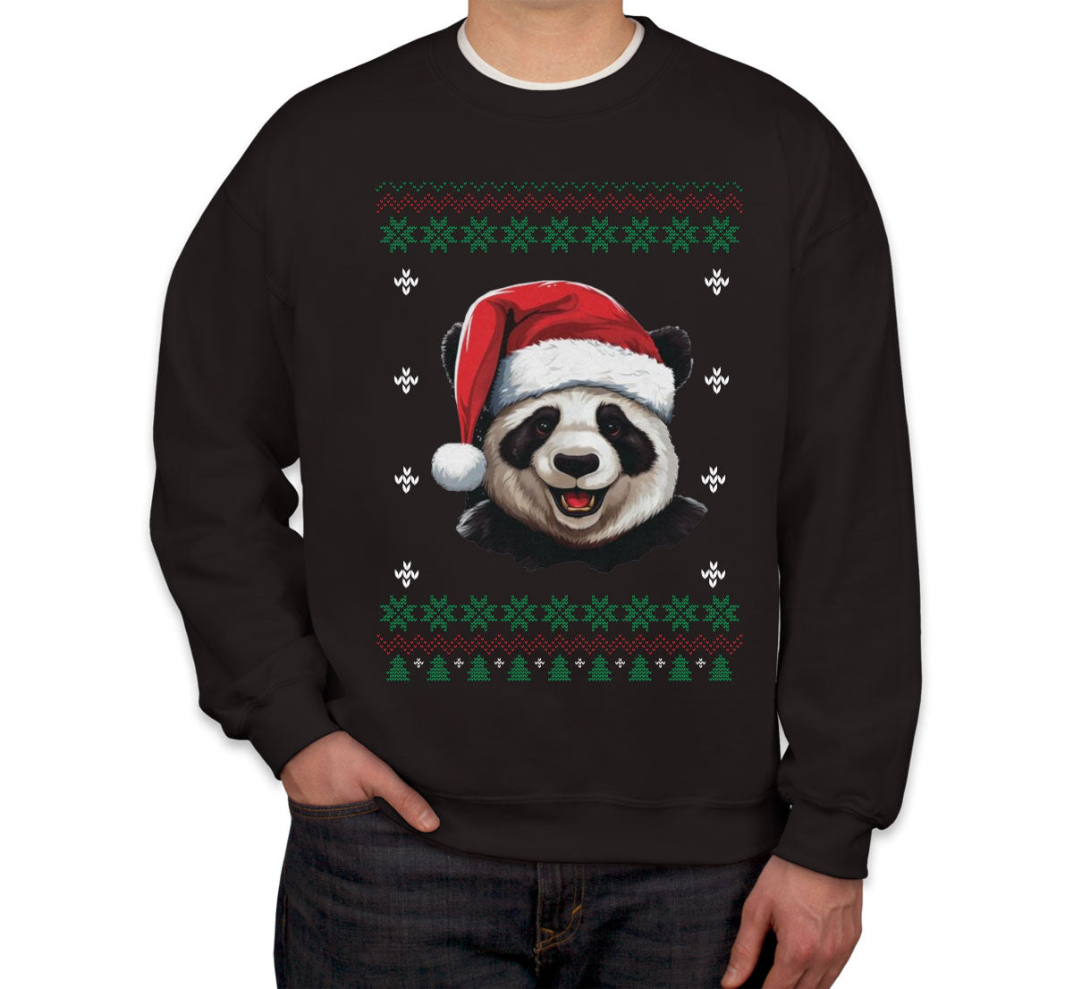 Panda With Santa Hat Ugly Christmas Sweater Unisex Sweatshirt