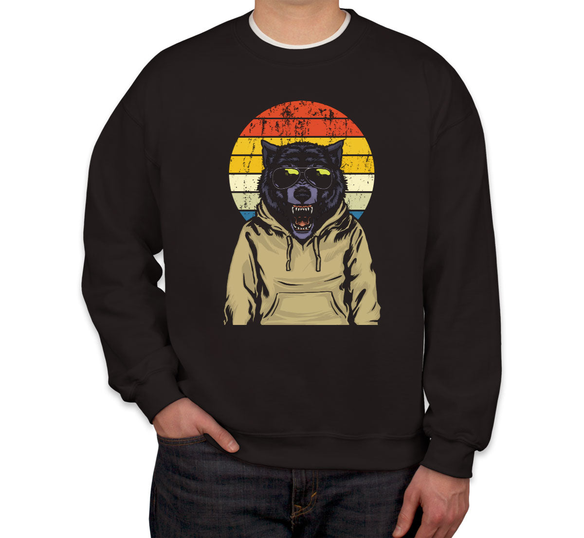 Wolf Retro Sunset Unisex Sweatshirt