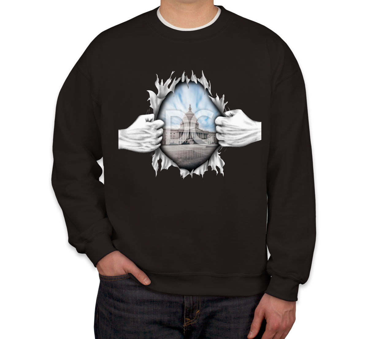 Ripping Open Shirt Washington DC Unisex Sweatshirt