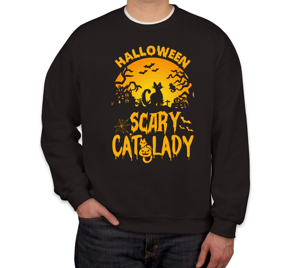 Scary Cat Lady Halloween Unisex Sweatshirt