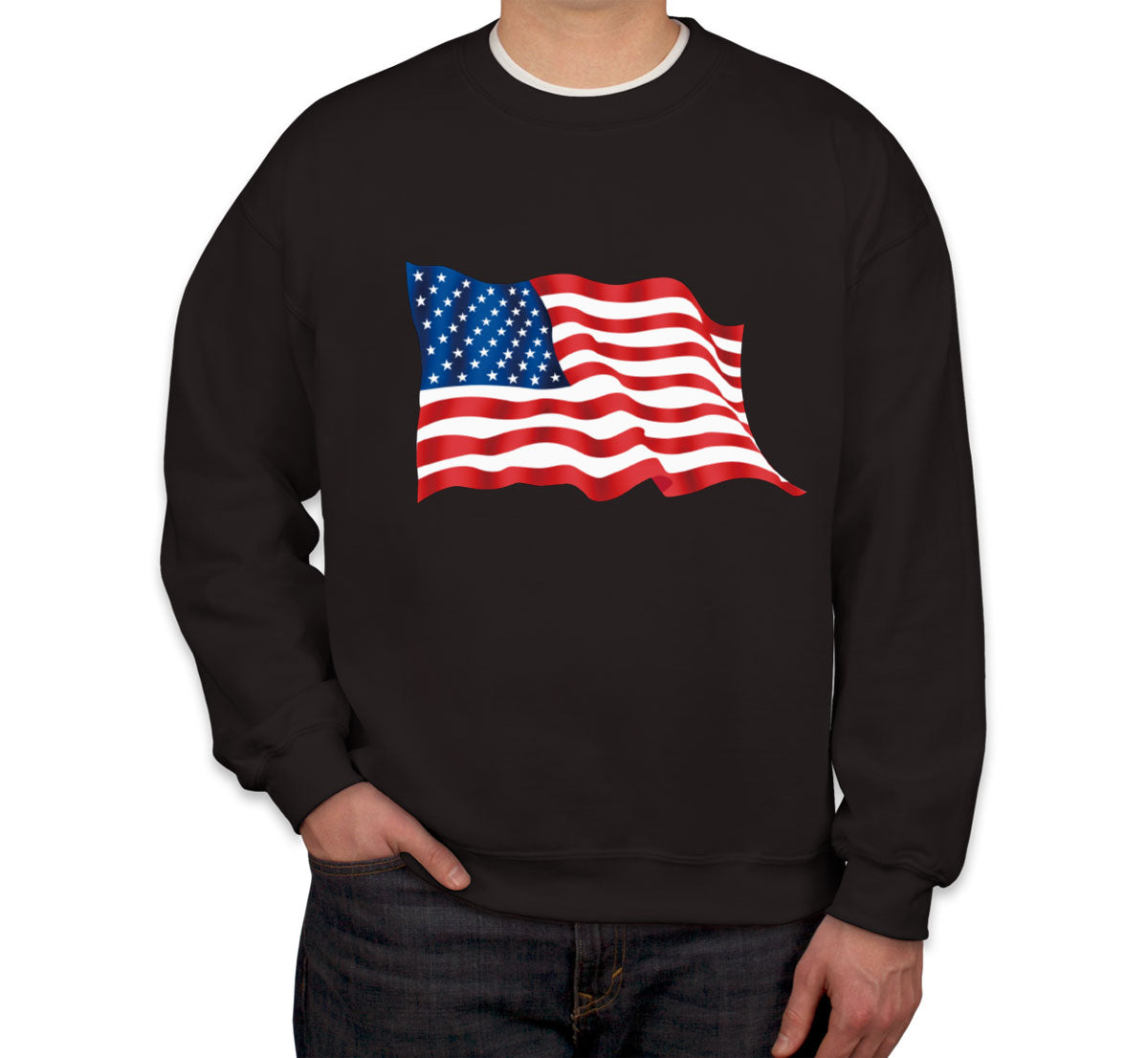 Waving American Flag Patriotic Unisex Sweatshirt