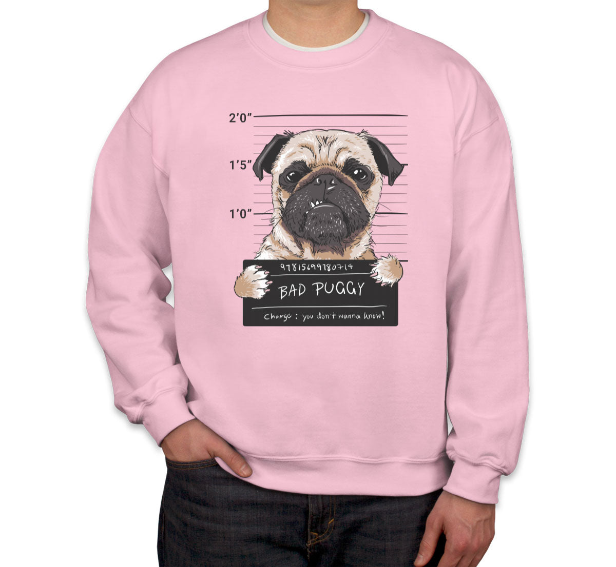 Funny Pug Dog Mugshot Unisex Sweatshirt