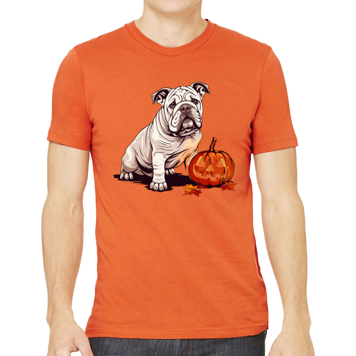 Bulldog With Halloween Pumpkin Men's T-shirt