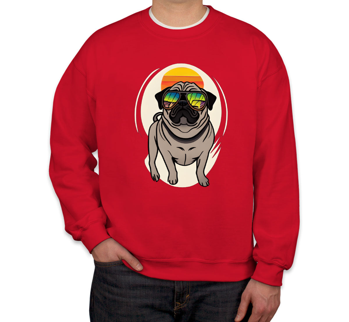 Pug Dog With Sunglasses Unisex Sweatshirt