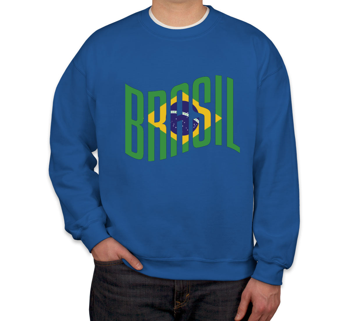 Brasil Typography With Brazil Flag Unisex Sweatshirt