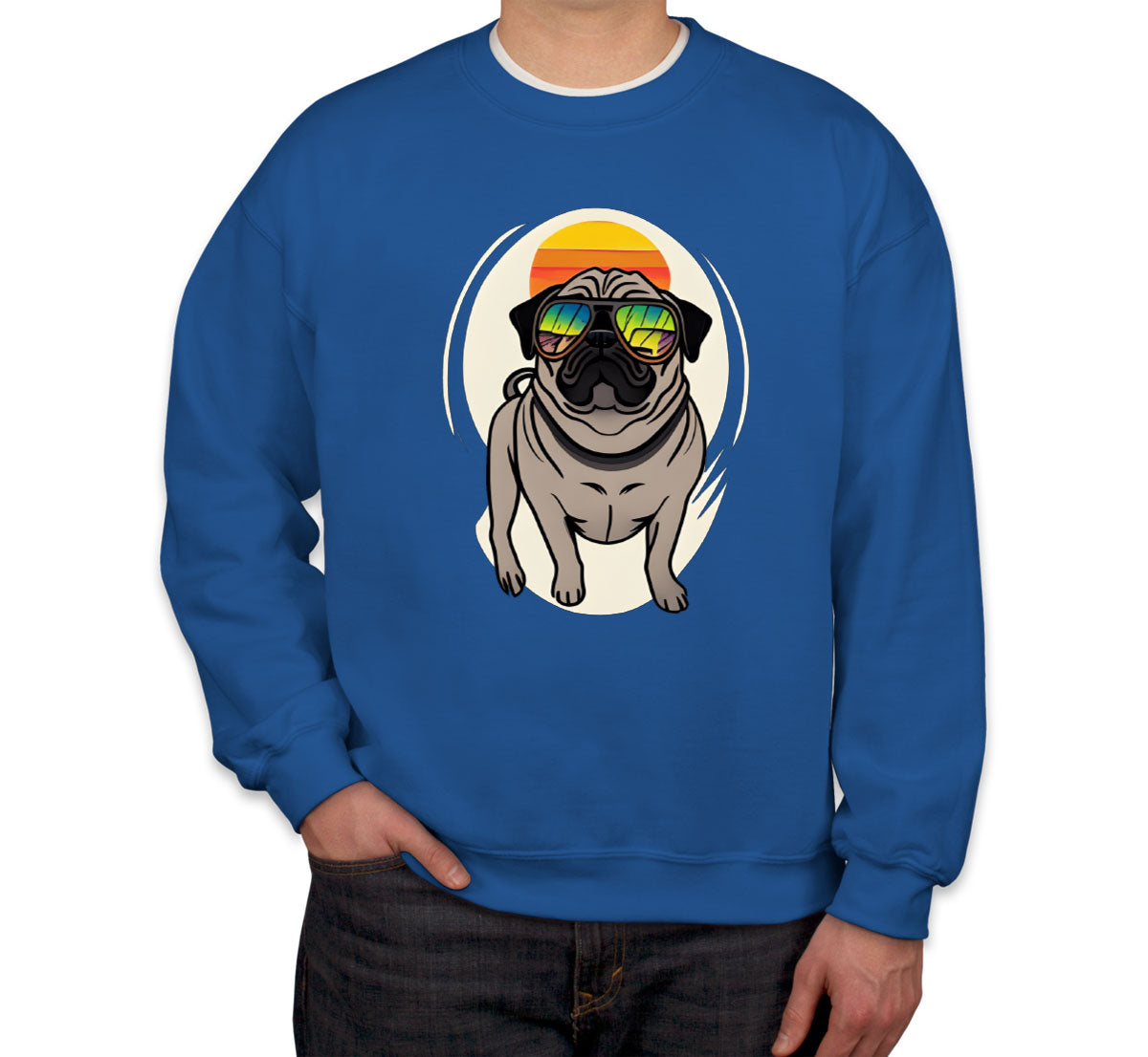Pug Dog With Sunglasses Unisex Sweatshirt
