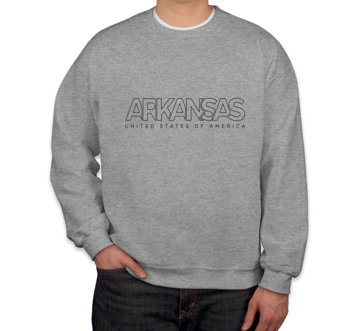 Arkansas Outline Typography Unisex Sweatshirt