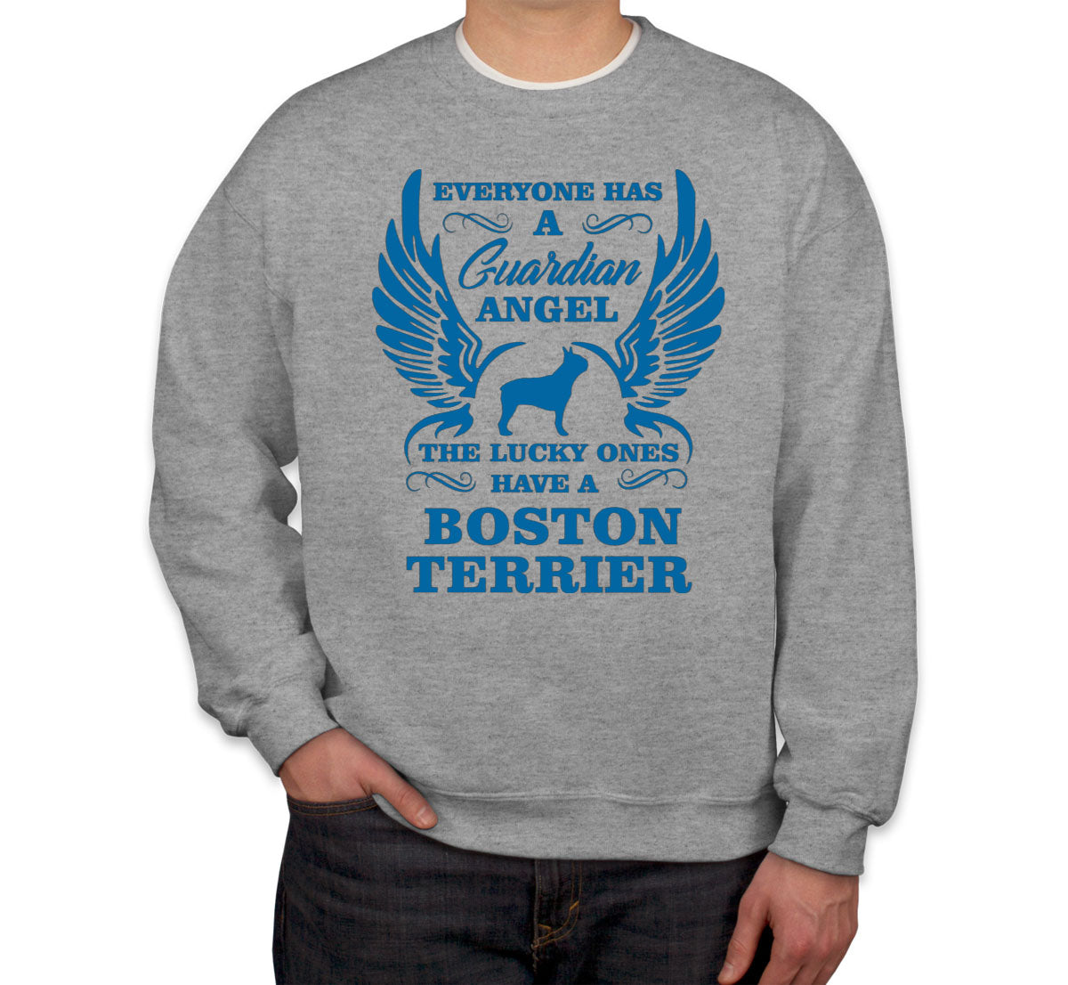 Boston Terrier Guardian Angel Dog Unisex Sweatshirt