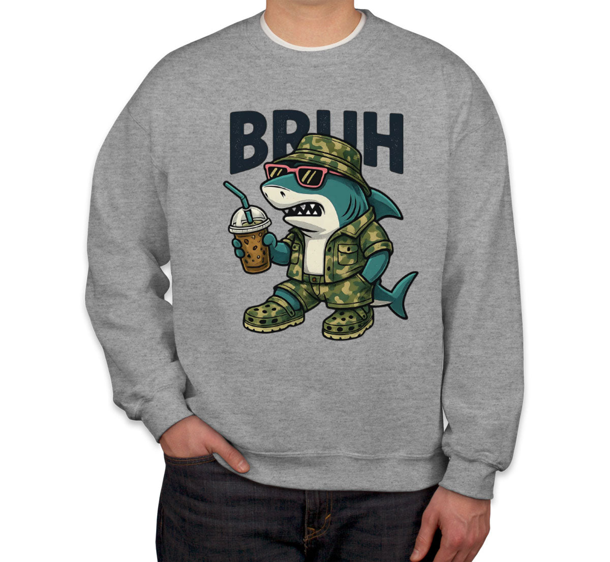 Camo Shark Bruh Hunting Unisex Sweatshirt