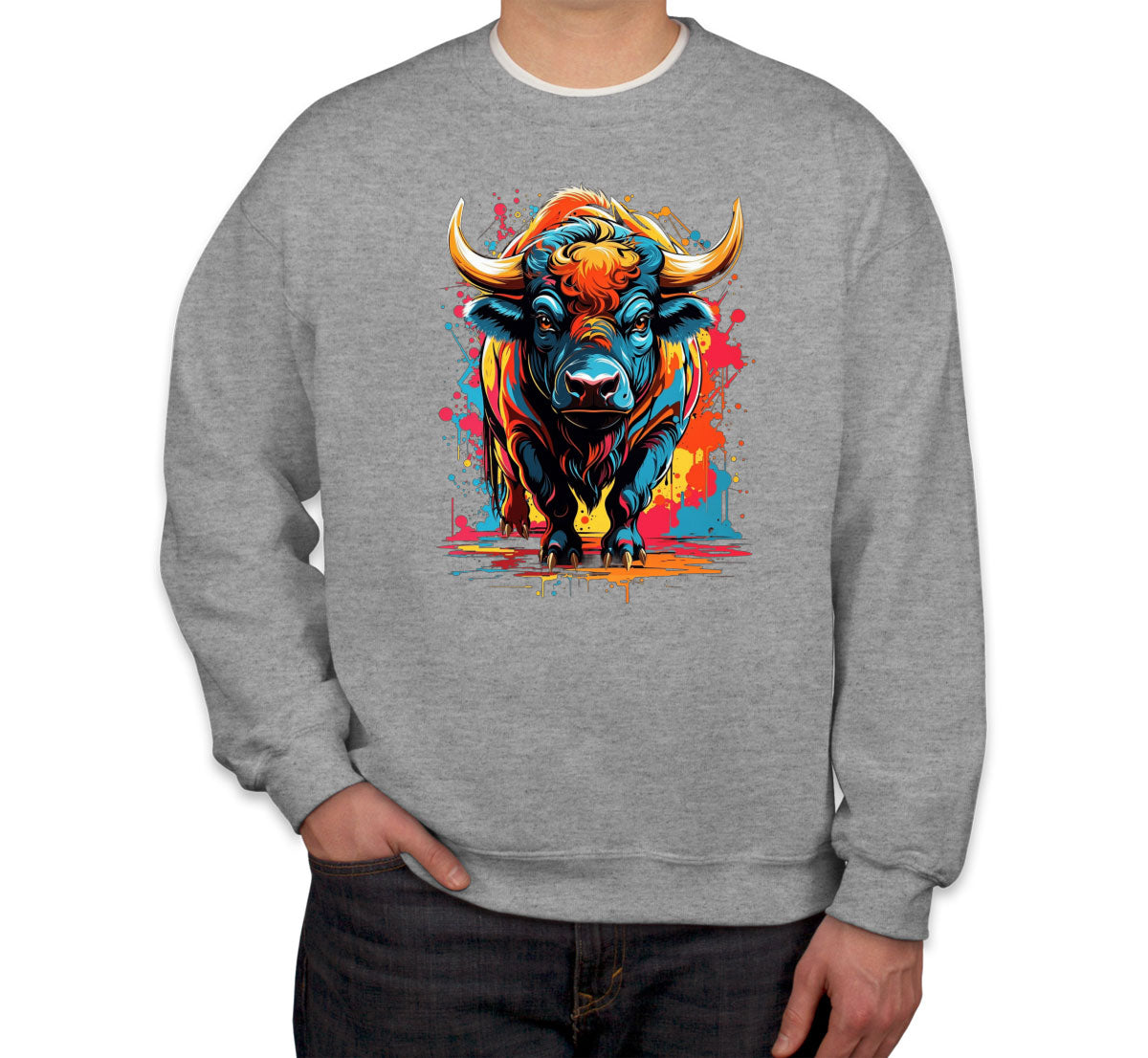 Illustration Colorful Bull Unisex Sweatshirt