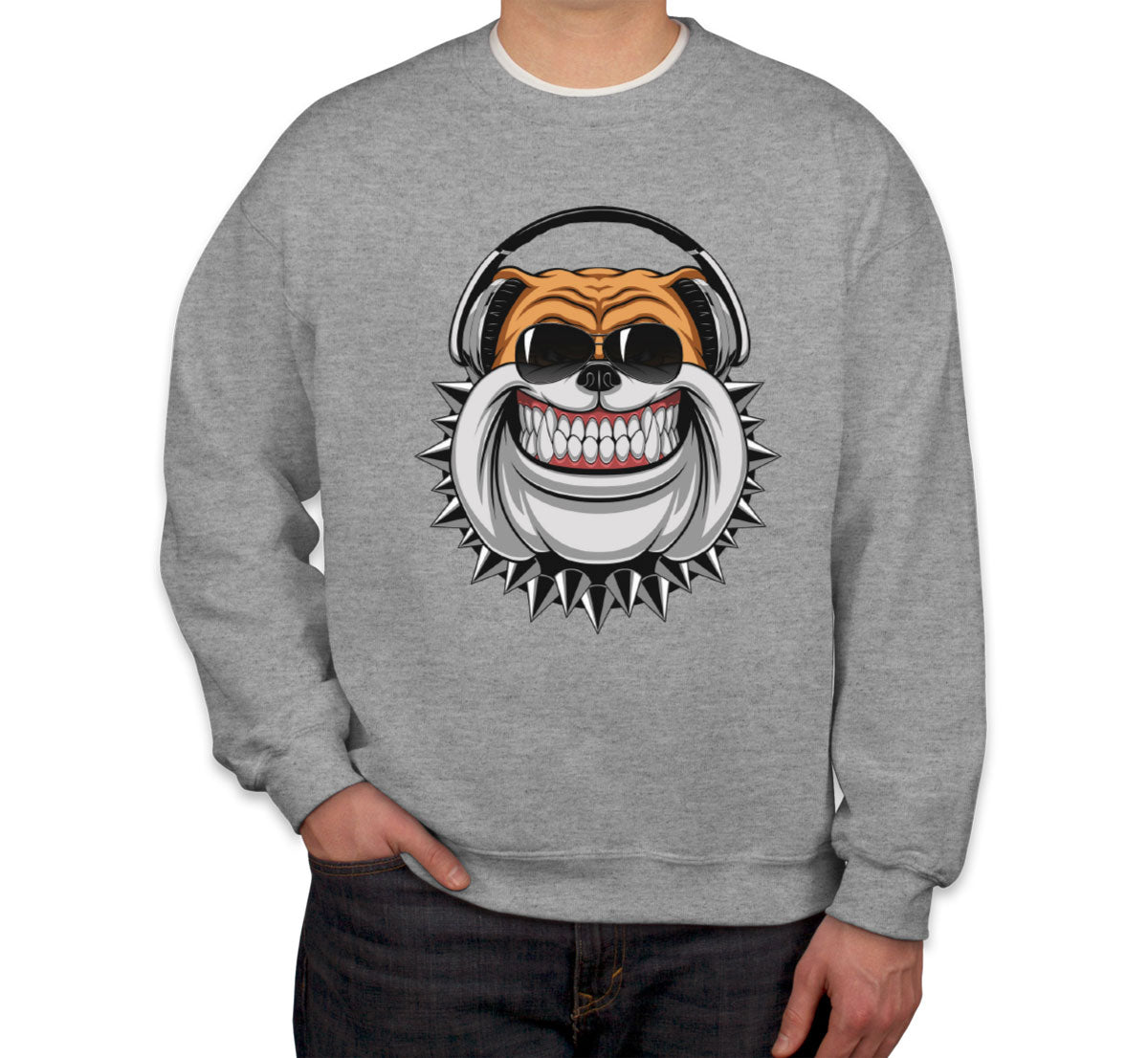 Bulldog With Headphone Cartoon Unisex Sweatshirt