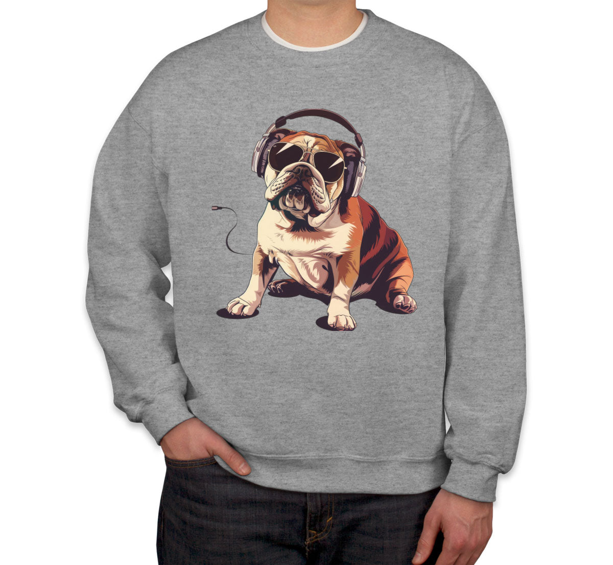 Bulldog With Headphone Unisex Sweatshirt