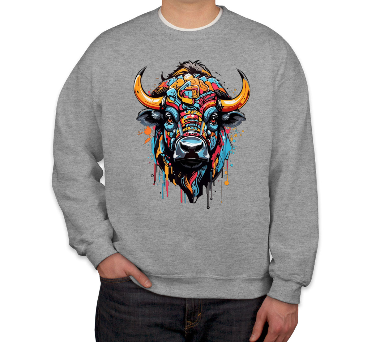 Illustration Colorful Bull head Unisex Sweatshirt