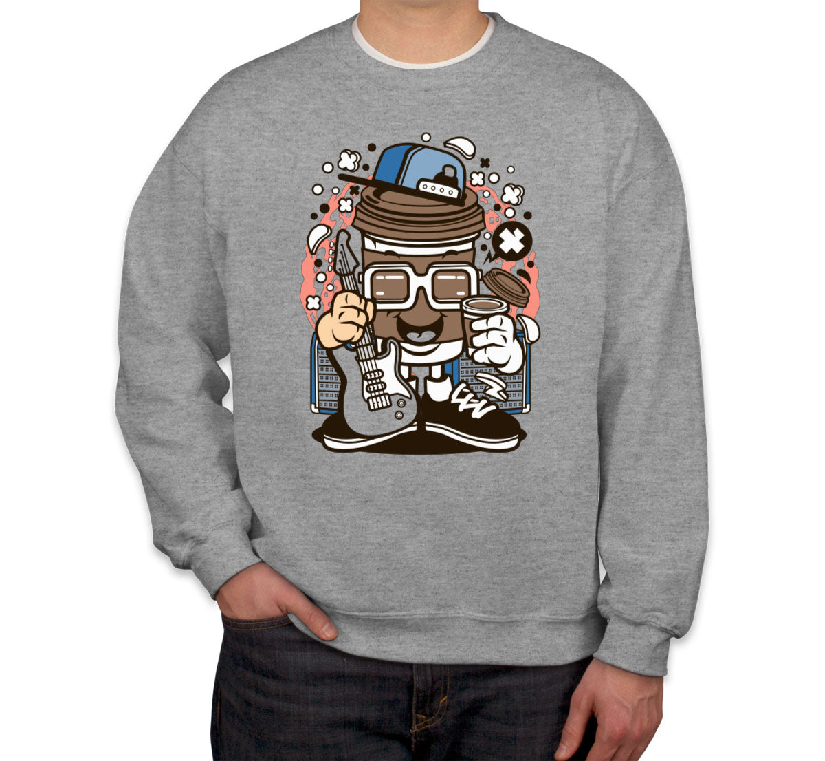 Coffee Cup Rock Cartoon Unisex Sweatshirt