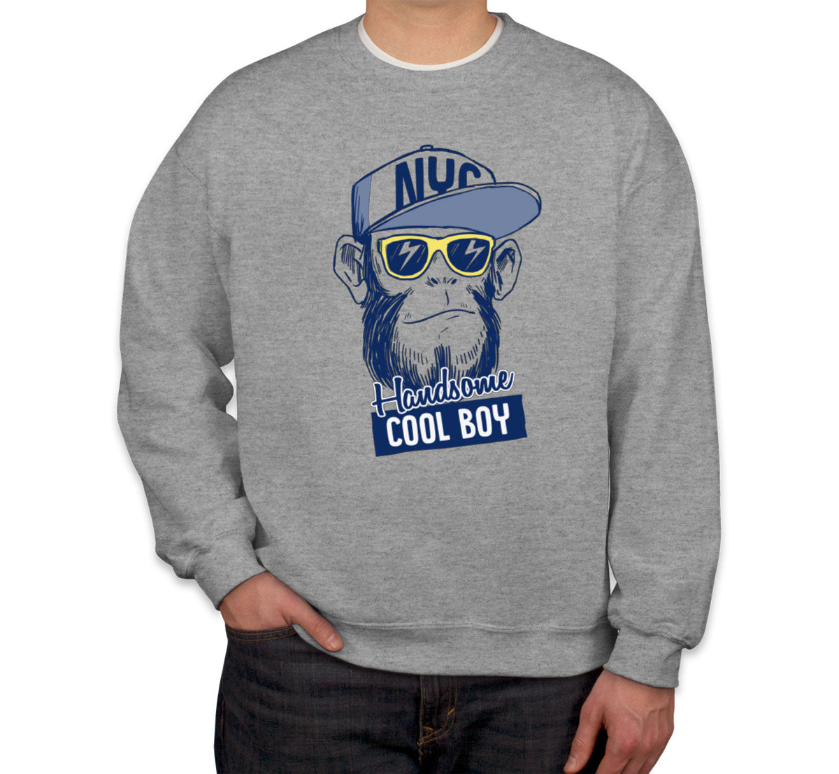 Handsome Cool Boy NYC Monkey Unisex Sweatshirt