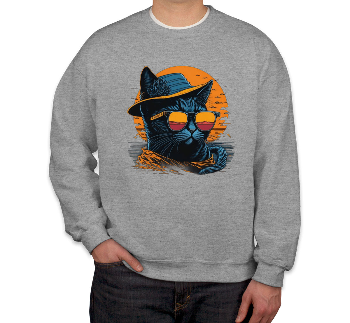 Cool Cat With Hat And Sunglasses Unisex Sweatshirt