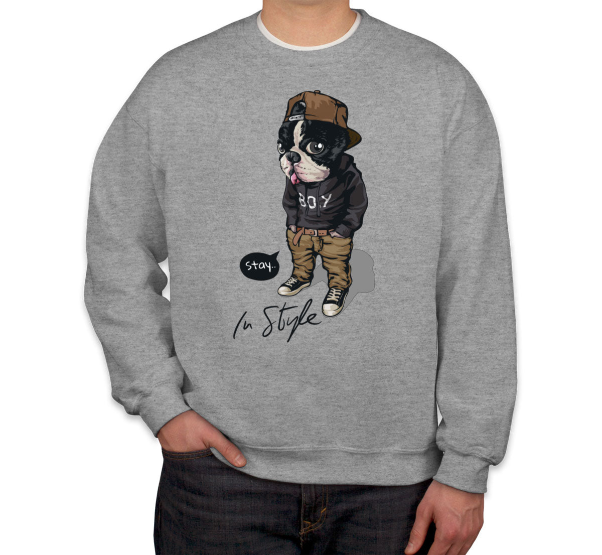 Cool Pug Boy Stay In Style Unisex Sweatshirt
